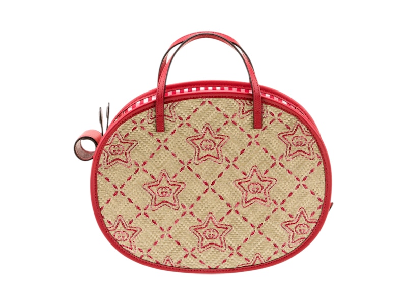 Gucci Raffia Snail Star GG Top Handle Tan/Red