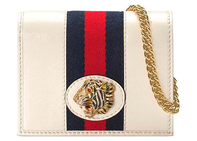 Gucci Rajah Chain Card Case Ivory in Leather with Gold tone GB