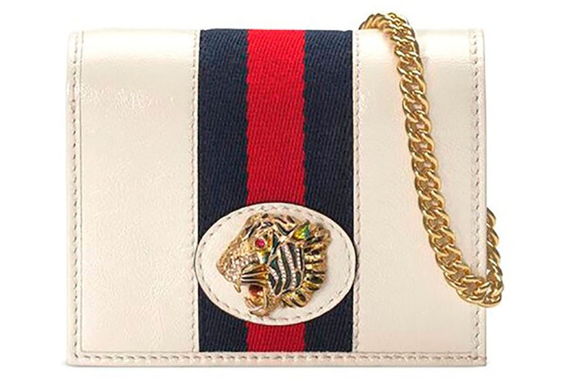 Pre-owned Gucci Rajah Chain Card Case Ivory