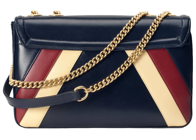 Gucci Rajah Shoulder Bag Medium Blue in Smooth Leather with Gold