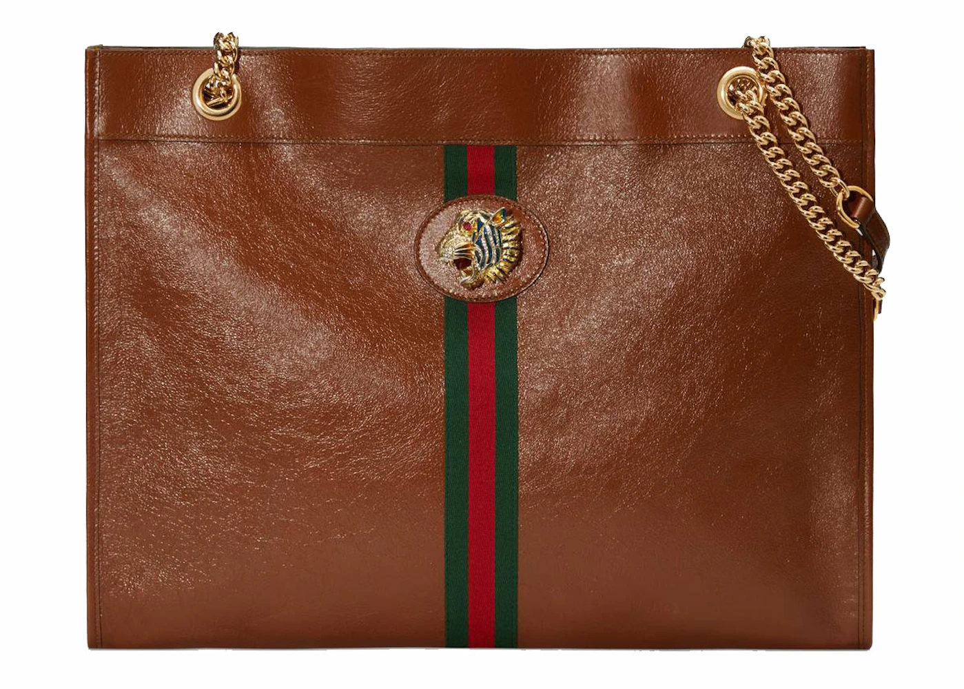 Gucci Rajah Tote Leather Large Brown in Leather with Gold-tone - US