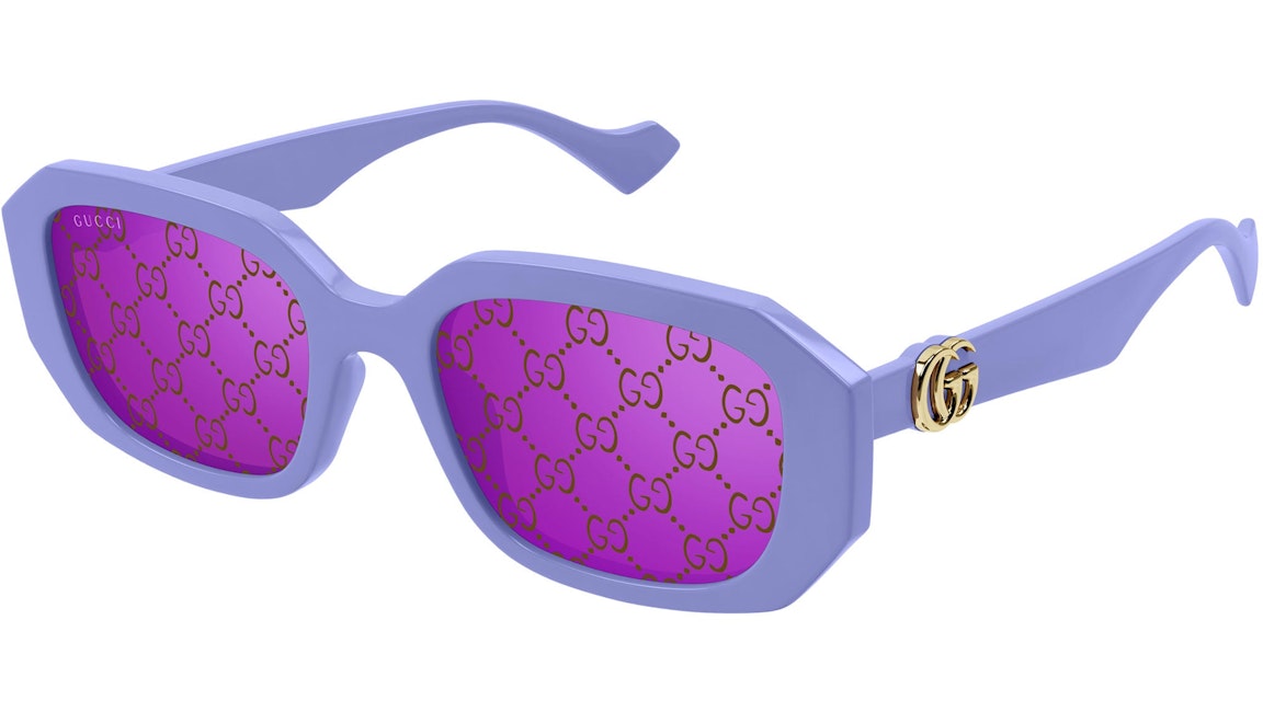 Pre-owned Gucci Rectangle Logo Frame Sunglasses Violet/pink (gg1535s-004)