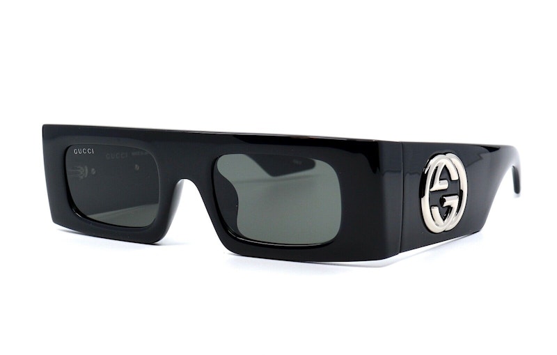 Pre-owned Gucci Rectangle Sunglasses In Black/grey (gg1646s/001)