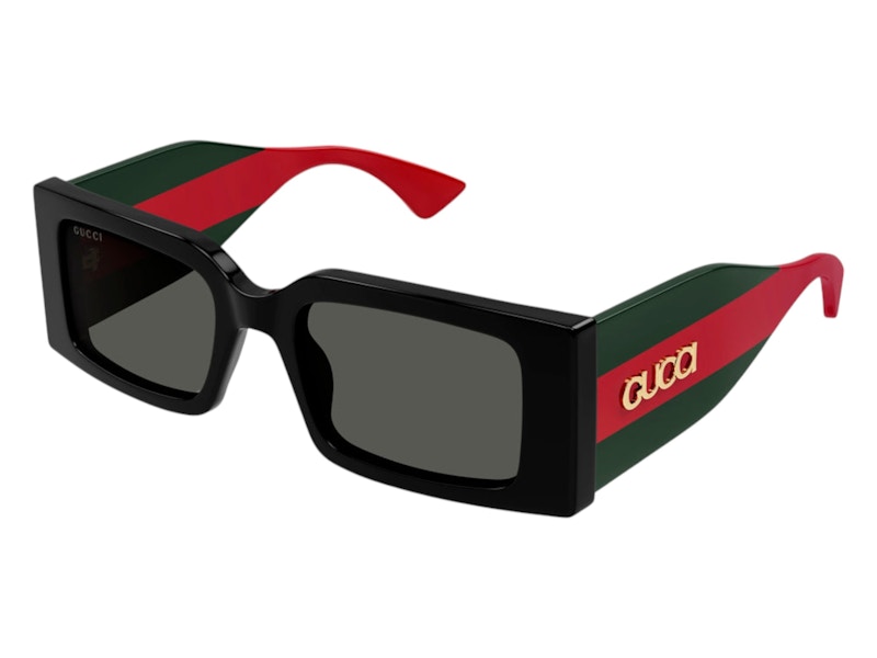Pre-owned Gucci Rectangle Sunglasses In Black Grey (gg1860s/001/52)