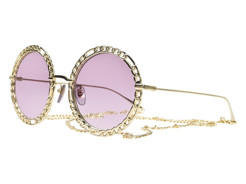 Pre-owned Gucci Rectangle Sunglasses In Gold Violet (gg1113s/002/53)
