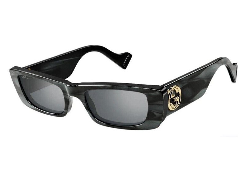 Pre-owned Gucci Rectangle Sunglasses In Grey/silver (gg0516s/013) In Gray