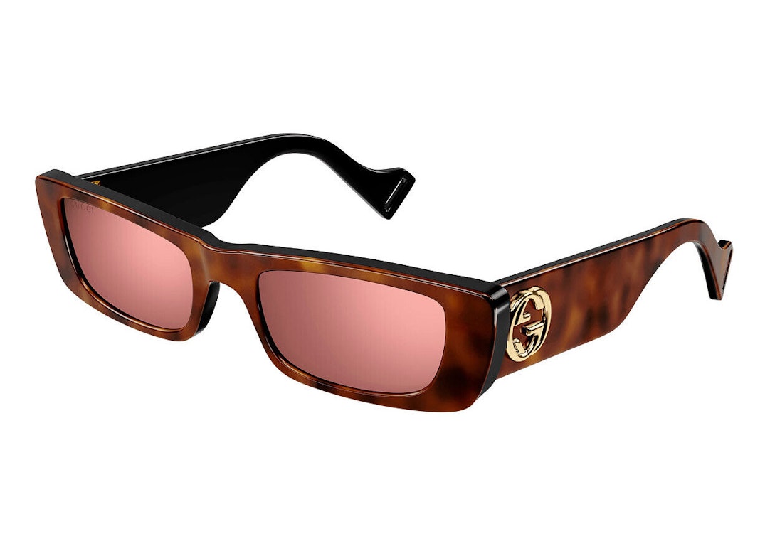 Pre-owned Gucci Rectangle Sunglasses Havana/brown (gg0516s-015-52)