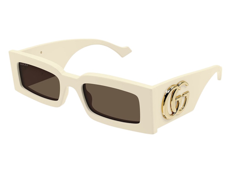 Pre-owned Gucci Women's Rectangle Sunglasses In Ivory (gg1425s 004)