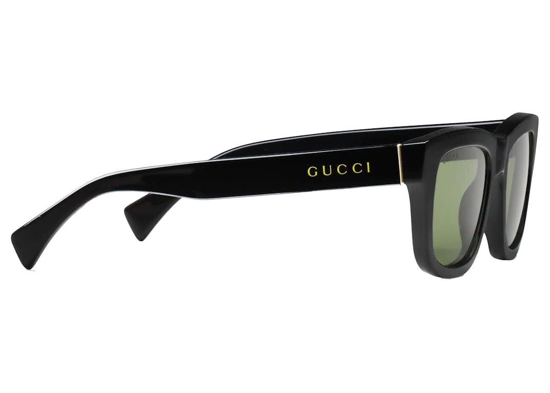 Pre-owned Gucci Rectangular Frame Sunglasses Black/green (691371 J1696 1030)