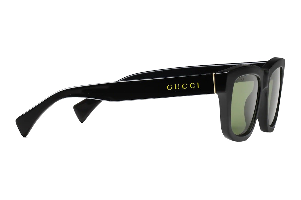Pre-owned Gucci Rectangular Frame Sunglasses Black/green (691371 J1696 1030)
