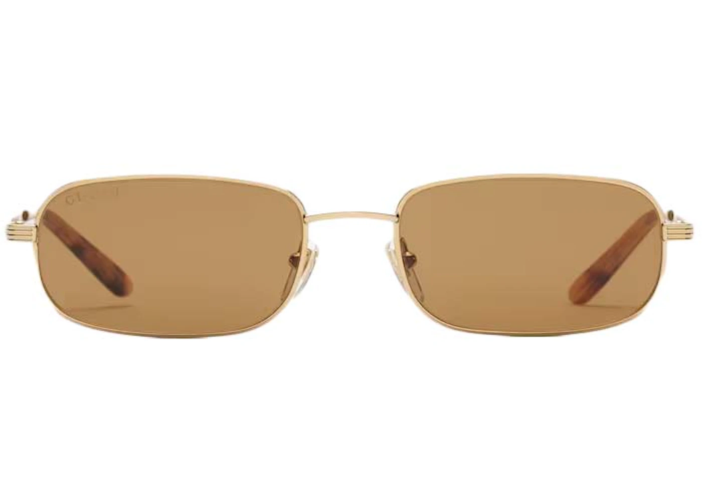 Gucci Rectangular Frame Sunglasses Brown/Gold-tone Metal (755272 I3330 ...