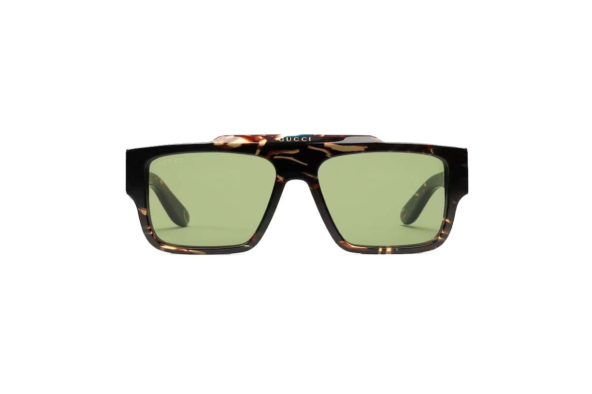 Pre-owned Gucci Rectangular Frame Sunglasses Dark Toirtoiseshell (755273 J0740 2330)