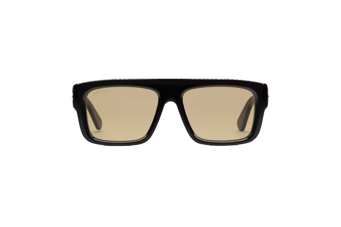 Pre-owned Gucci Rectangular Frame Sunglasses Yellow/black (755274 J0741 1023)