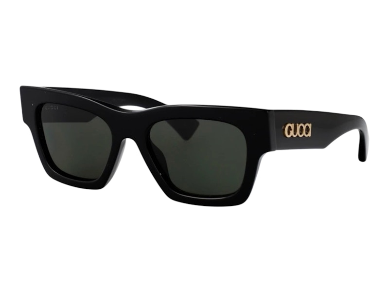 サングラス GUCCI RECTANGULAR SUNGLASSES IN GLOSSY BLACK Gucci Rectangular Sunglasses Black (GG1835S-001) in Acetate