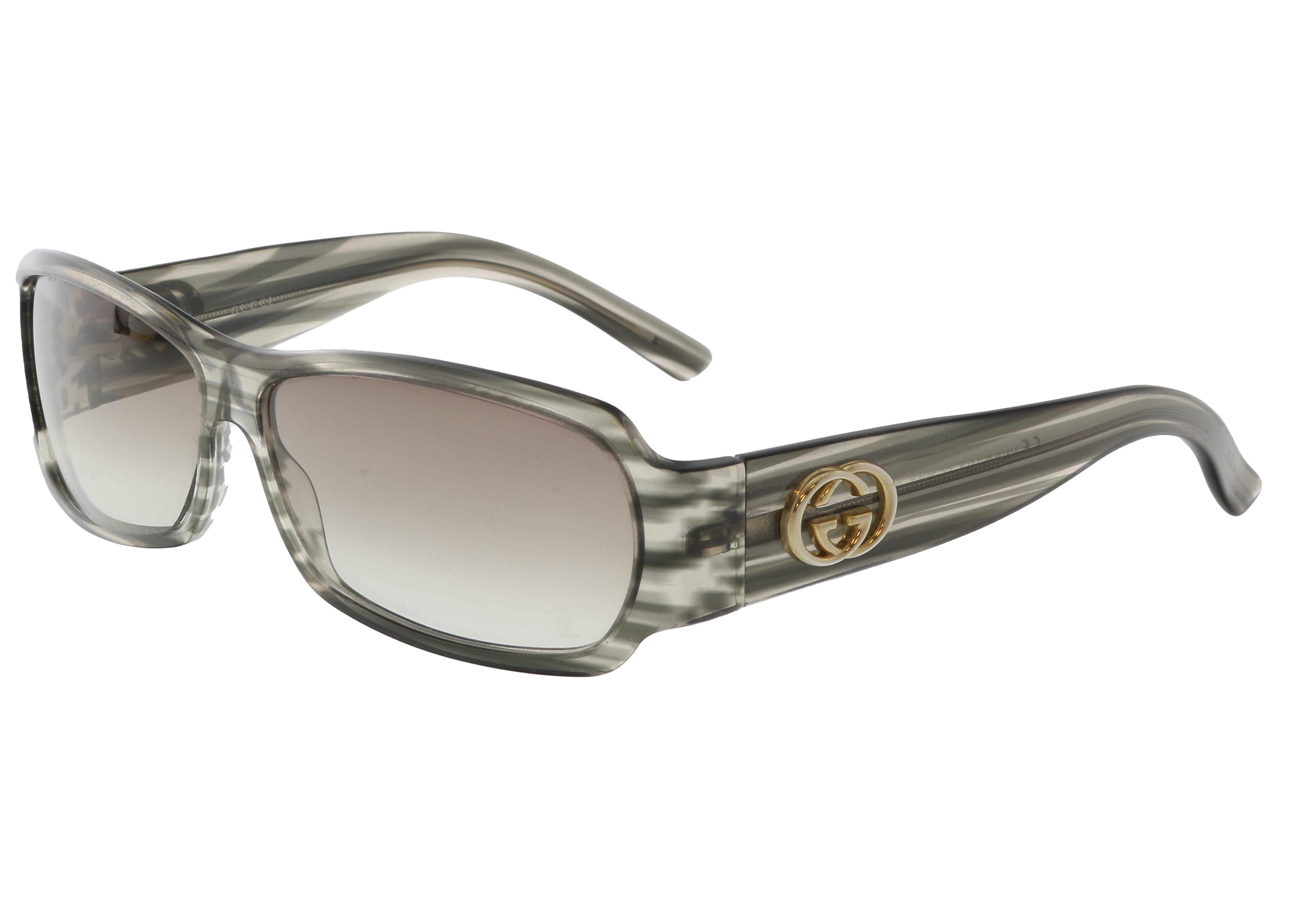 Gucci Oversized Rectangular Sunglasses Shiny Black/Brown Lens (733349 J0740  1023) in Acetate with Gold-tone - US