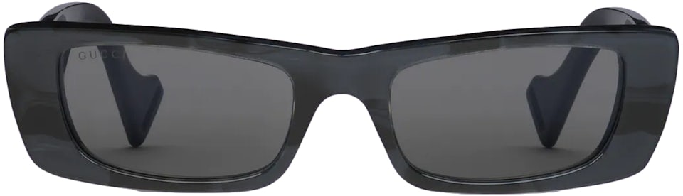  Gucci Women's Rectangular Sunglasses, Shiny Black, One