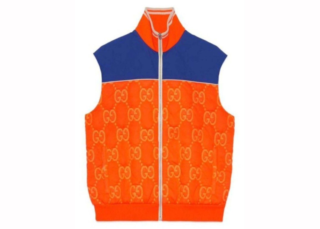 Pre-owned Gucci Removable Sleeve Gg Jacquard Jacket Orange/blue