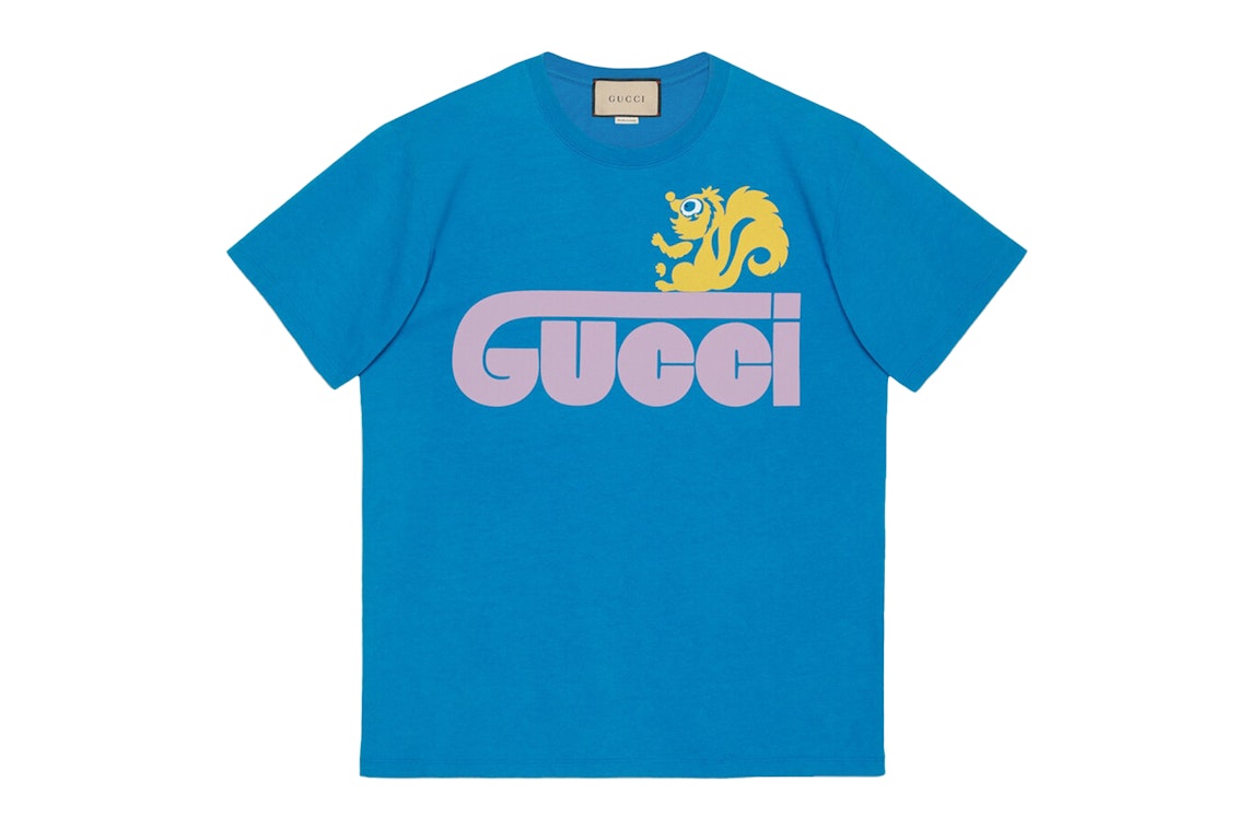 Pre-owned Gucci Retro Skunk Print T-shirt Royal Blue