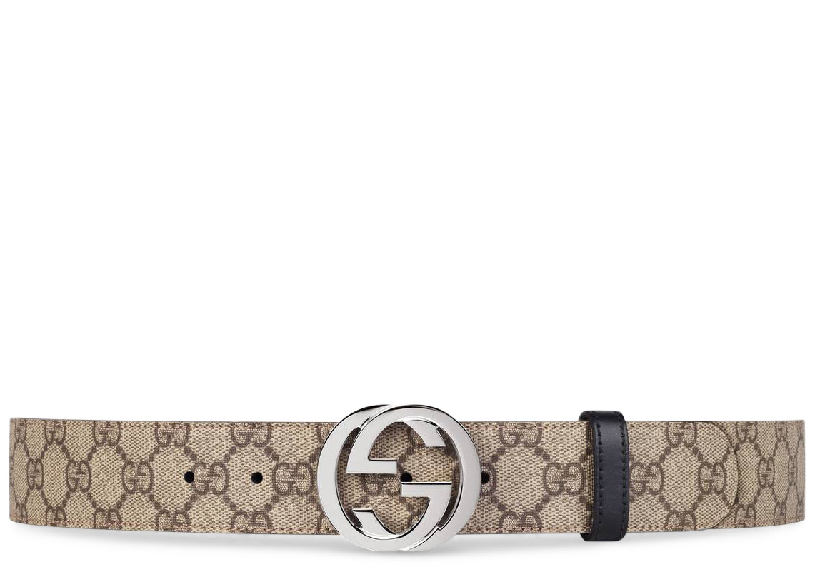 Gucci Reversible GG Supreme Belt Beige/Ebony in Canvas/Leather