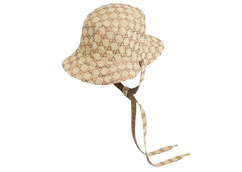 Gucci Reversible Hat In Gg Canvas And Nylon Beige/Brown