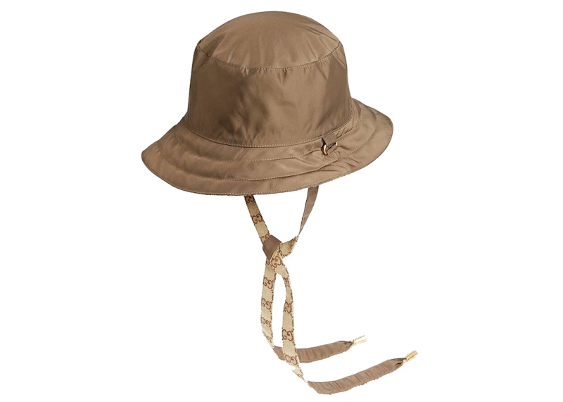 Gucci Reversible Hat In Gg Canvas And Nylon Beige/Brown
