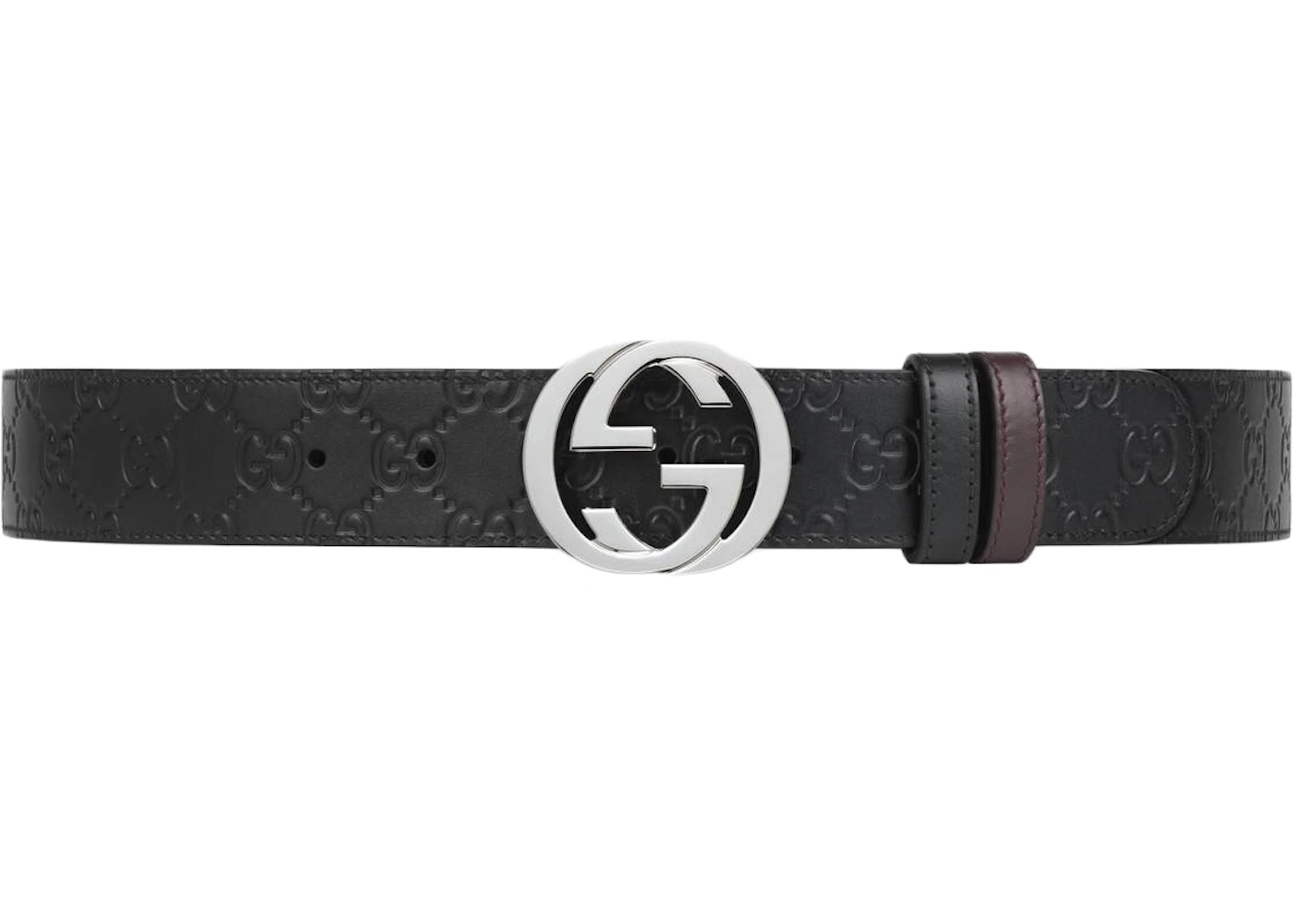 laser Martelaar Milieuactivist Gucci Reversible Signature Belt Black in Leather with Palladium-tone - US