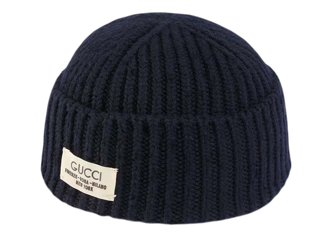 Pre-owned Gucci Rib Wool Hat With Label Dark Blue