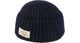 Gucci Rib Wool Hat with Label Dark Blue