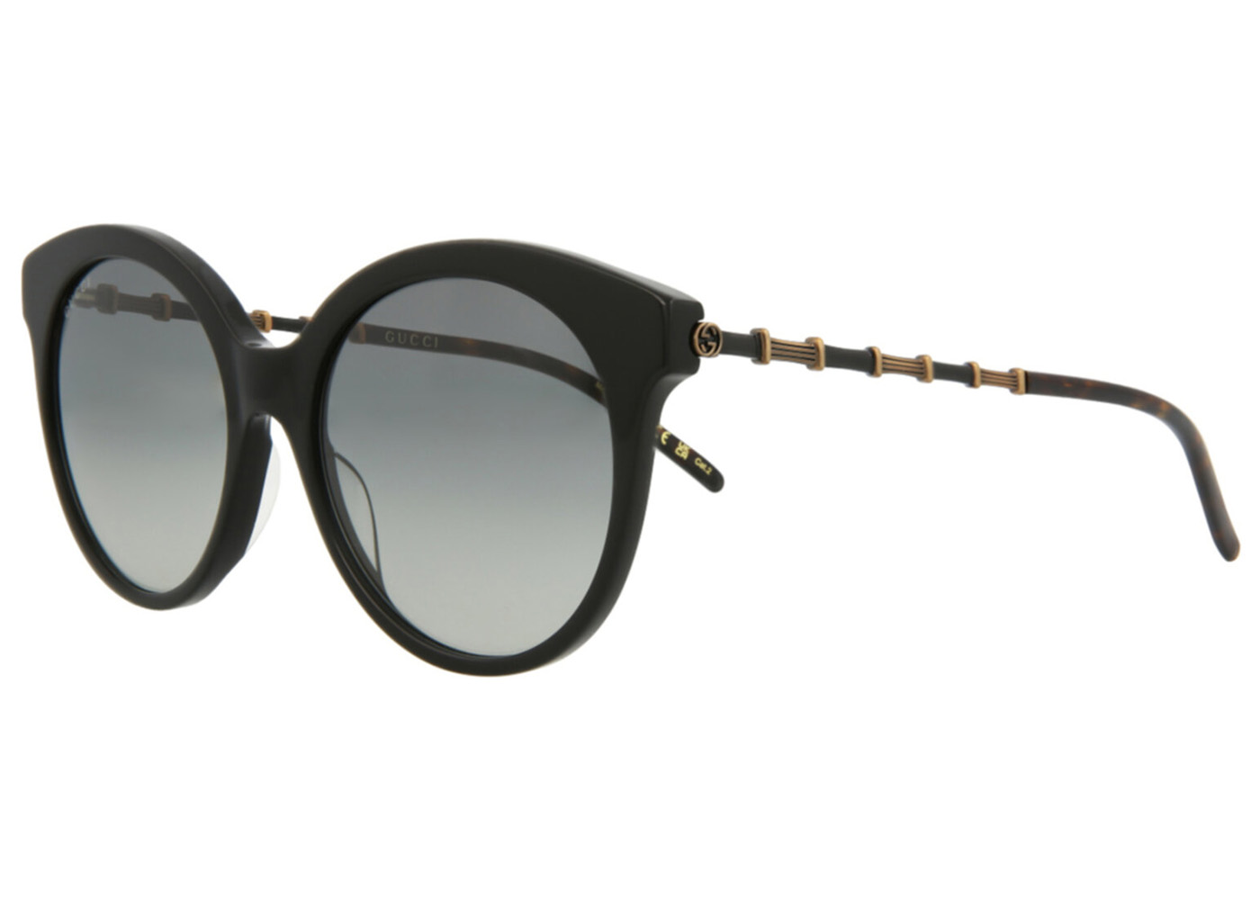 Gucci Round-Frame Acetate Sunglasses Black/Gold/Grey (GG0653SZ 