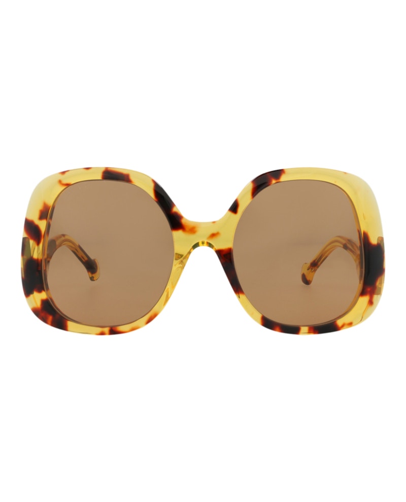 Pre-owned Gucci Women's  Roundframe Acetate Sunglasses In Havana Havana Brown (gg1235s/30013495/002)