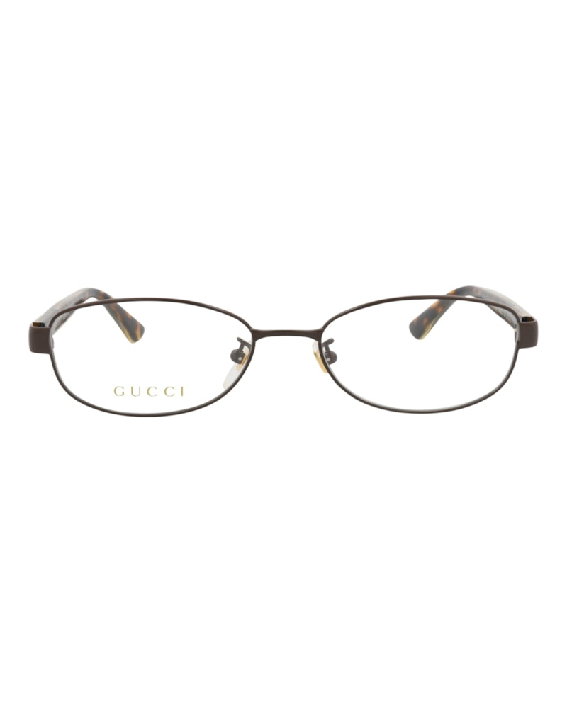 Gucci Round-Frame Titanium Optical Frames Brown Crystal