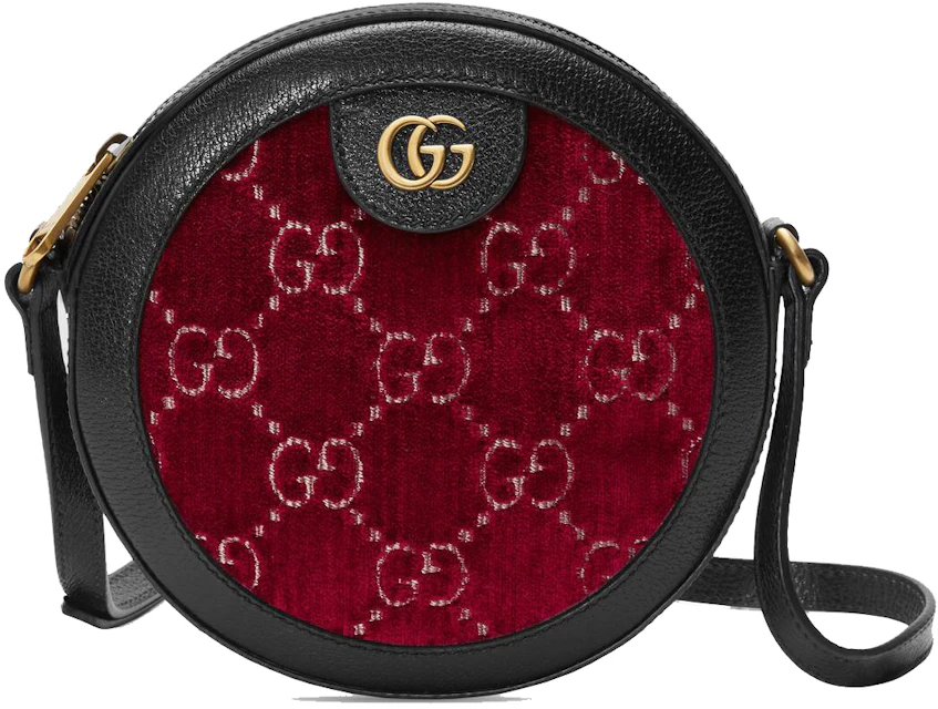 Gucci Round GG Shoulder Bag Velvet Red/Black in Velvet with Antique  Gold-tone - US