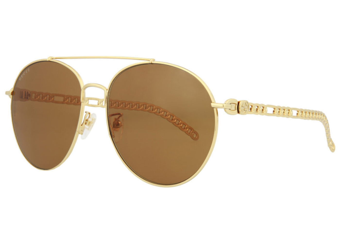 Gucci Round/Oval-Frame Metal Sunglasses Gold/Brown (GG0725S-30008880-002-70043)