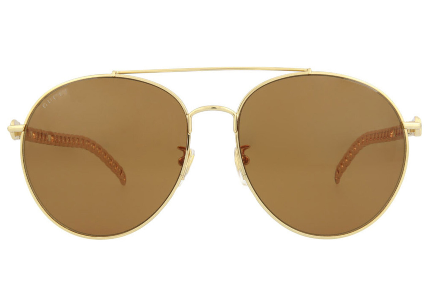 Gucci Round/Oval-Frame Metal Sunglasses Gold/Brown  (GG0725S-30008880-002-70043)