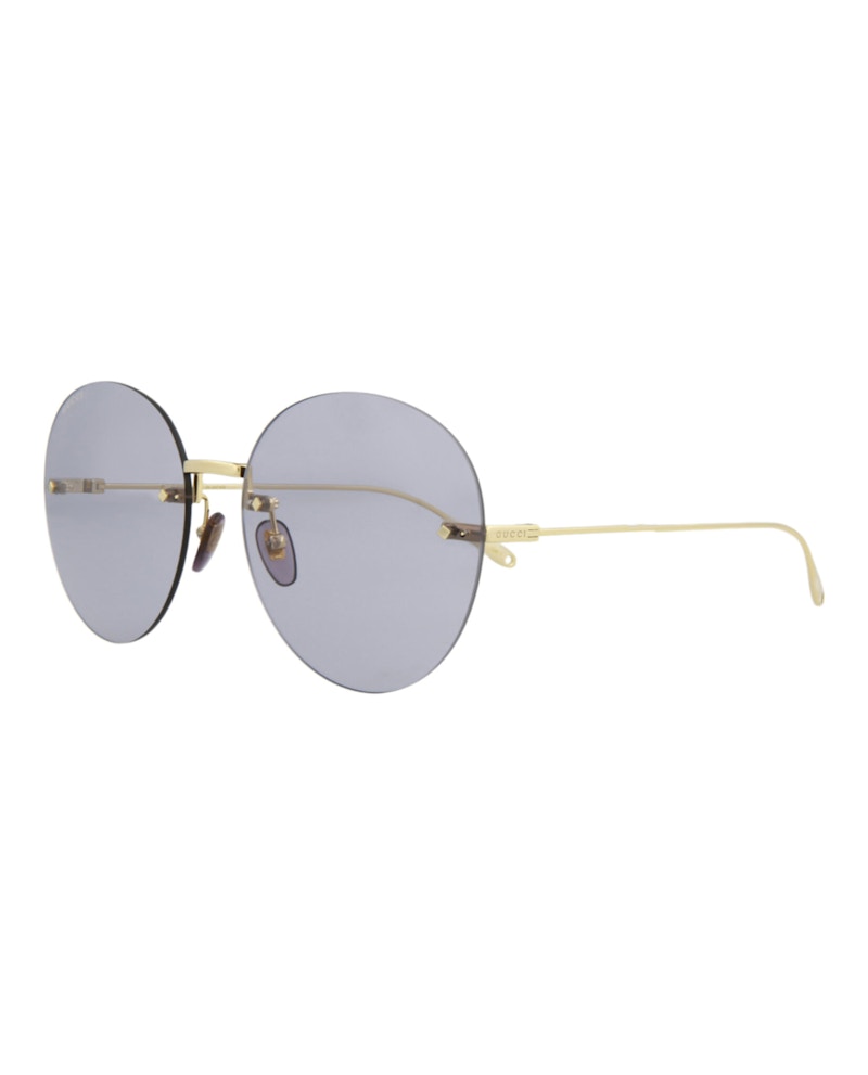 Pre-owned Gucci Women's  Round Oval Sunglasses/30012724006) In Gold/violet (gg1149s