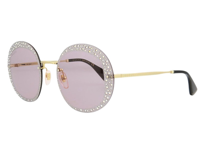 Pre-owned Gucci Women's Round Sunglasses In Gold (gg0899s 001)