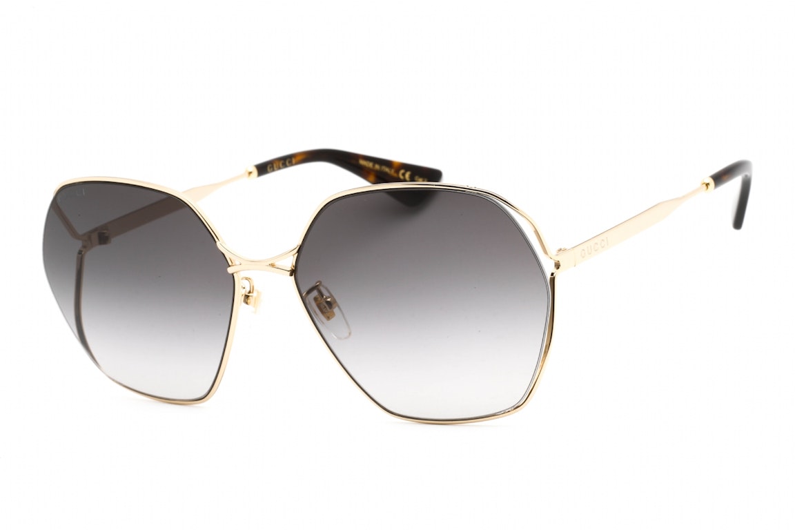 Pre-owned Gucci Round Sunglasses Gold/gray Gradient (gg0818sa-001)