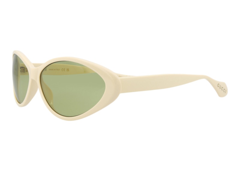 Pre-owned Gucci Women's Round Sunglasses/30014359001) In Ivory/green (gg1377s