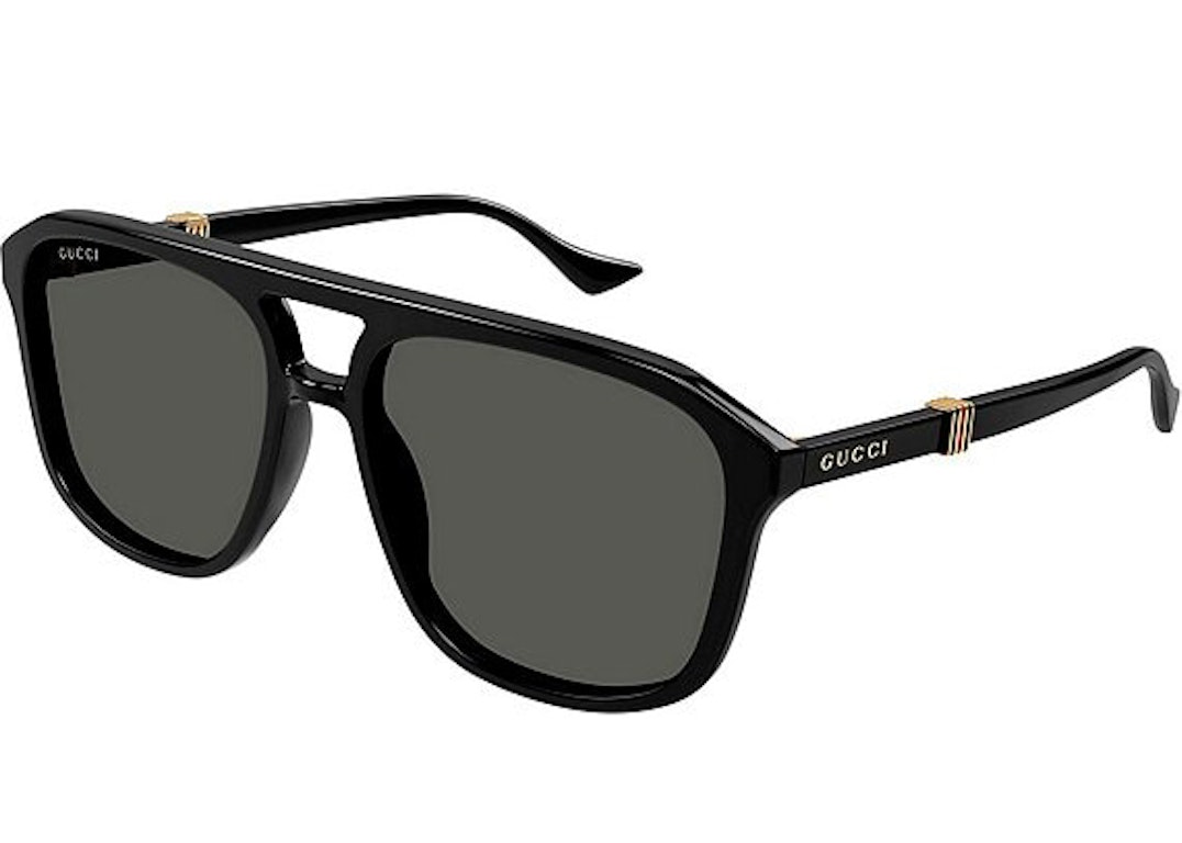 Pre-owned Gucci Running Web Aviator Sunglasses Black/gold (gg1494s 001)