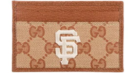 Gucci SF Giants Patch (4 Card Slot) Card Holder Beige/Brick Red