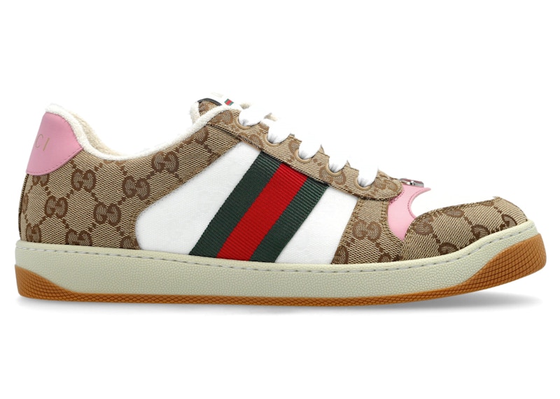 Pre-owned Gucci Screnner Pink (women's) Sneakers In Beige/dark Brown In Multi