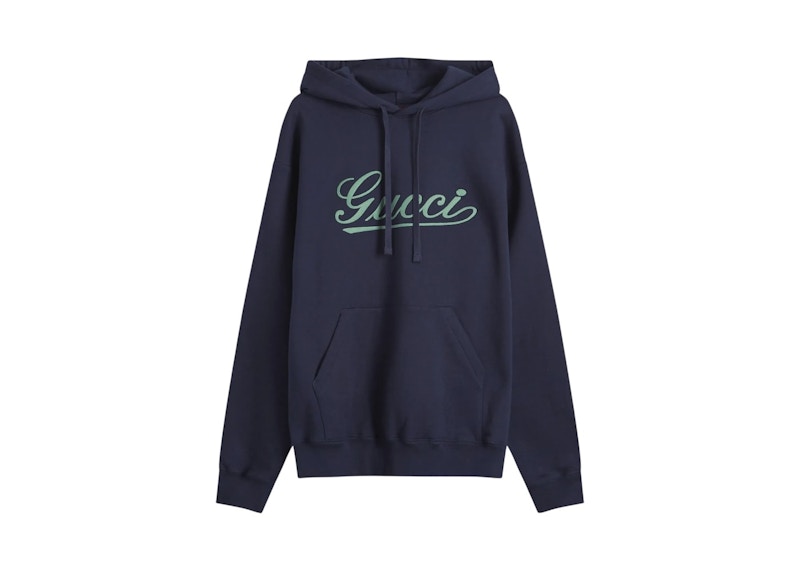 Gucci Script Logo Hoodie Navy