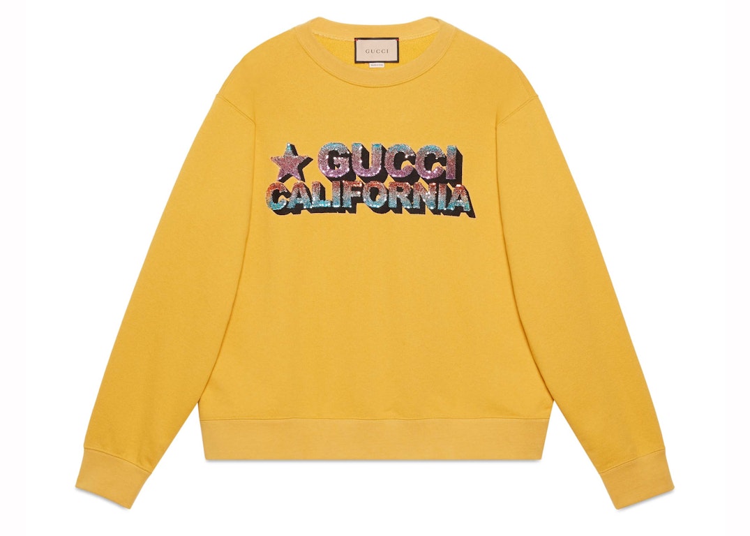 Pre-owned Gucci Sequins Cotton Jersey Sweatshirt Yellow