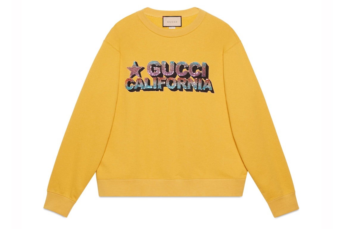 Pre-owned Gucci Sequins Cotton Jersey Sweatshirt Yellow