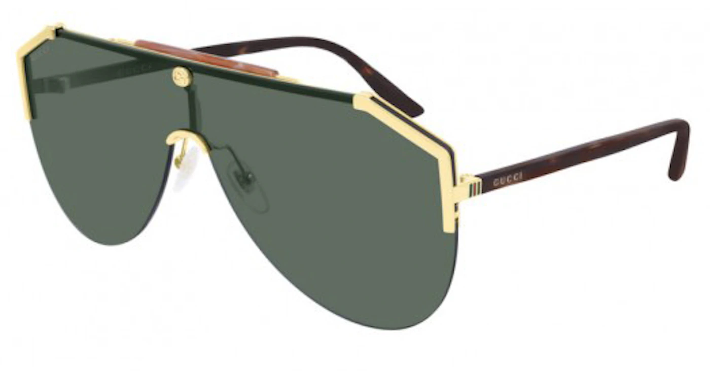 Gucci Shield Sunglasses Gold/Havana (GG0584S 002) in Gold Metal/Acetate ...