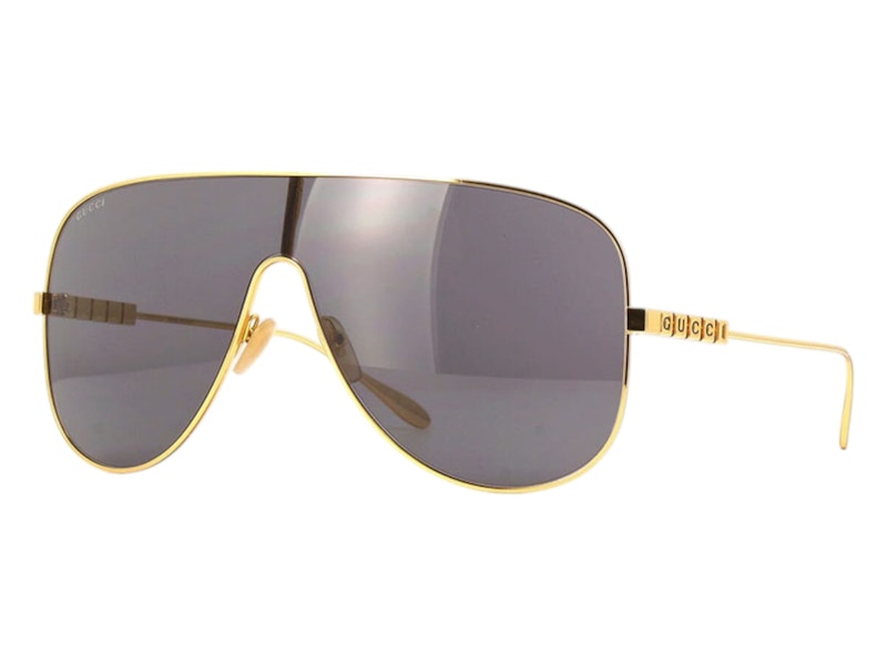 Pre-owned Gucci Women's Shield Sunglasses In Yellow Gold (gg1436s 001)