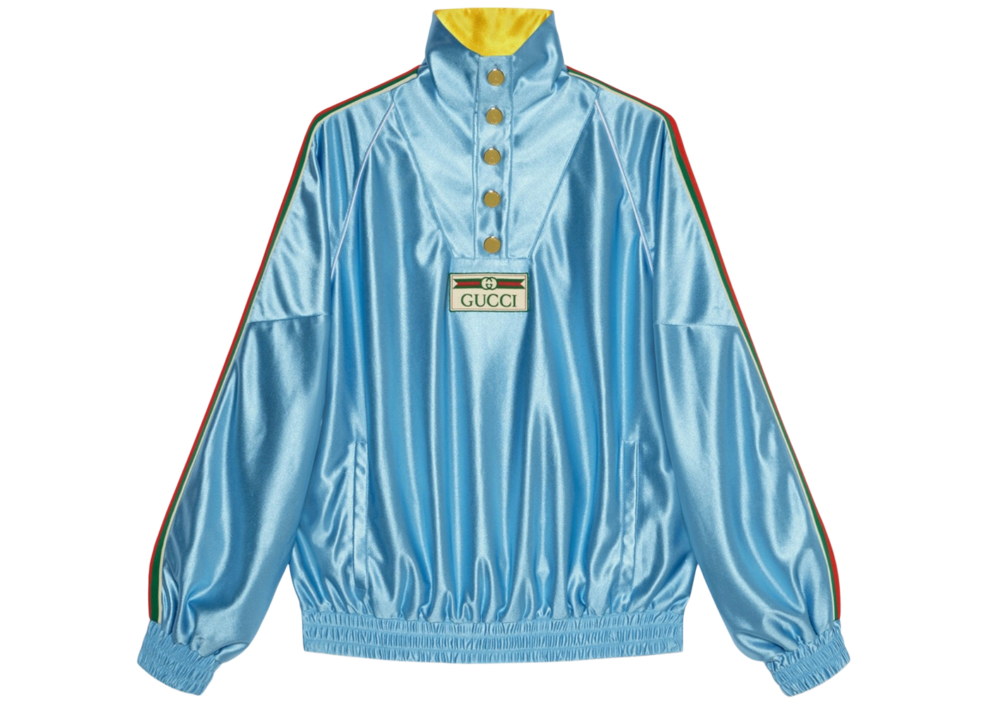 Gucci Shiny Jersey Sweatshirt With Web Light Blue