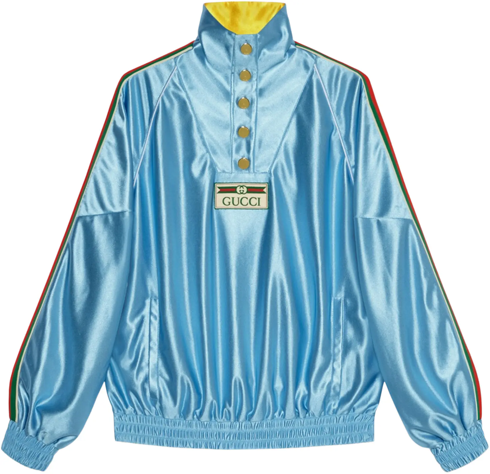 Gucci Shiny Jersey Sweatshirt With Web Light Blue - US