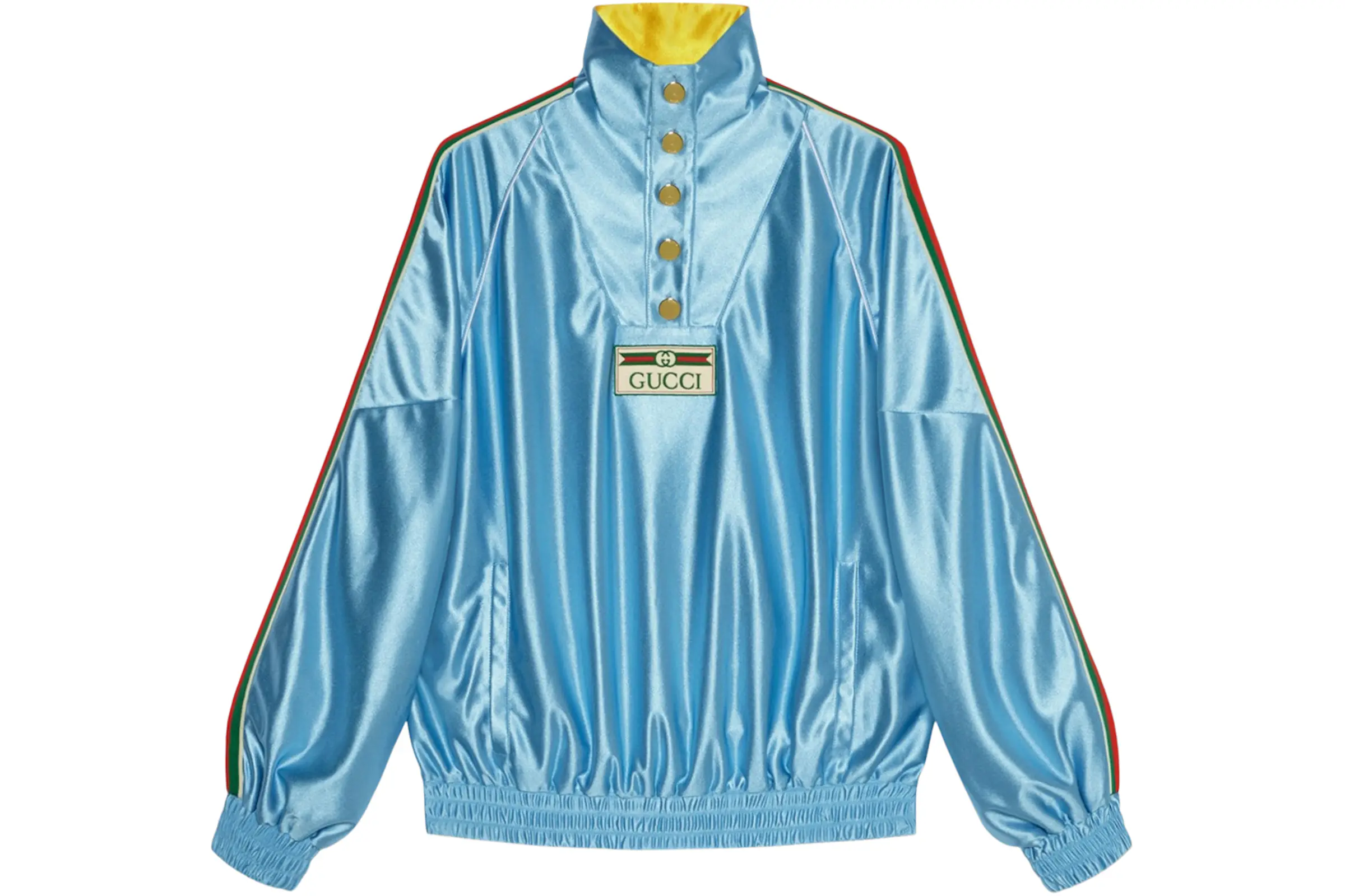 Gucci Shiny Jersey Sweatshirt With Web Light Blue - US