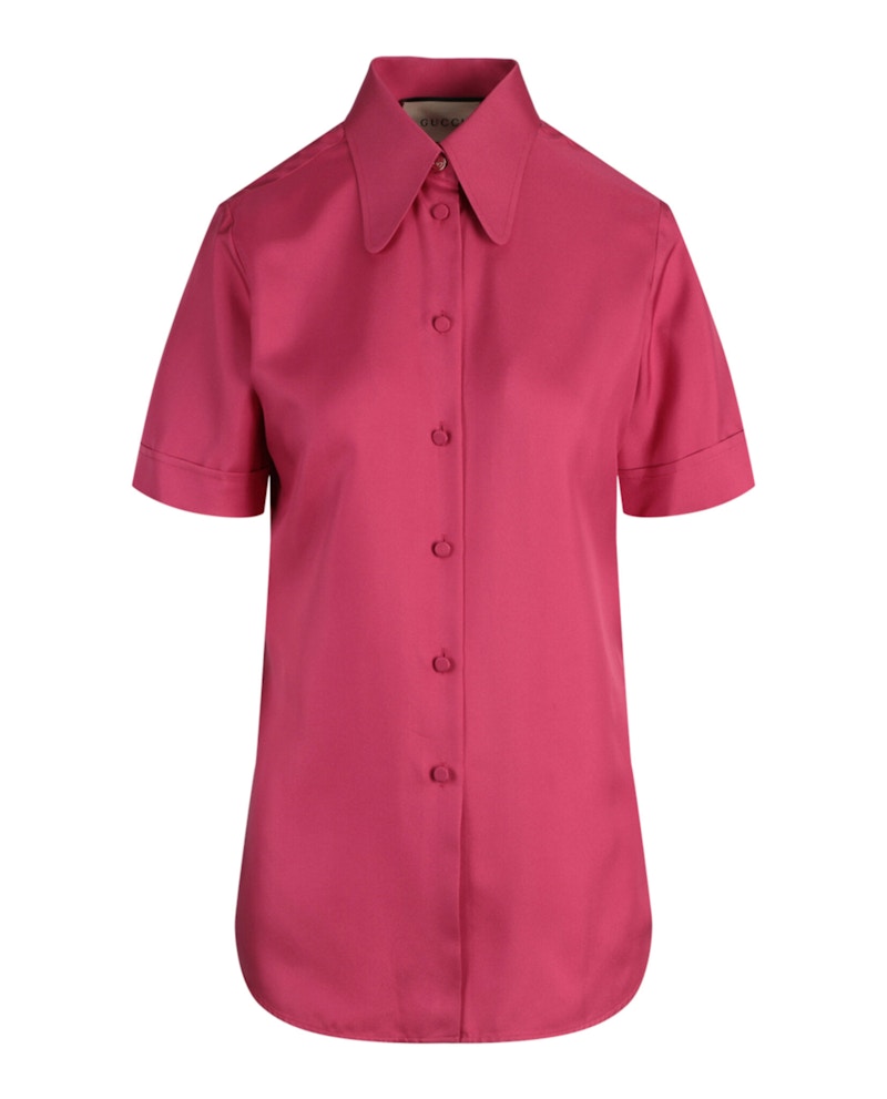 Gucci Short Sleeve Collared Blouse Pink